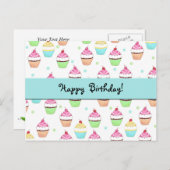 Cupcake Verjaardag Briefkaart (Voorkant / Achterkant)