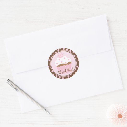 Cupcake Verjaardag Dank u Sticker (Envelop)