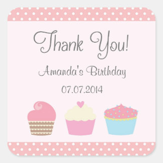 Cupcake Verjaardag Dank u Stickers