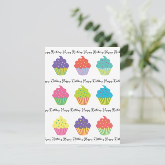 Cupcake Verjaardag Kaart Sjabloon (Staand voorkant)