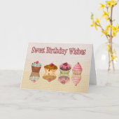 Cupcake Verjaardag Kaart - Sweet Birthday Wishes (Gele Bloem)