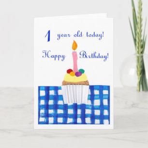 Cupcake Verjaardag Kaart voor 1 jaar oud