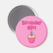 Cupcake verjaardag meisje 1 magneet (Voorkant / Achterkant)