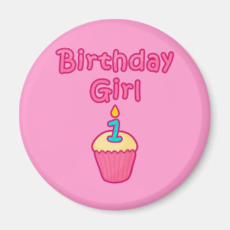 Cupcake verjaardag meisje 1 magneet