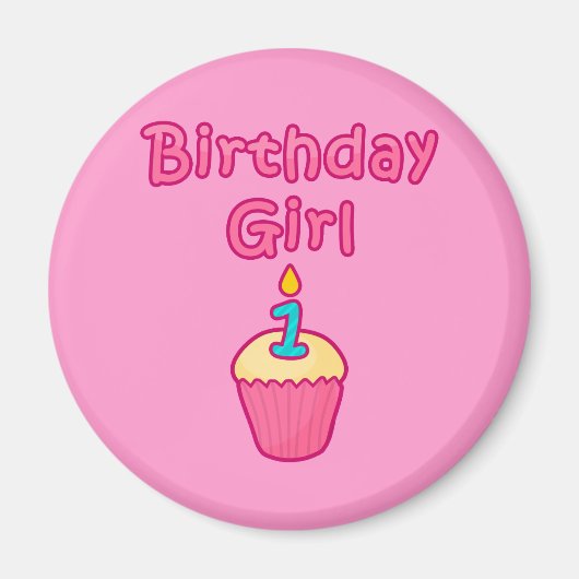 Cupcake verjaardag meisje 1 magneet (Voorkant)