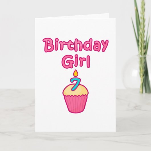 Cupcake Verjaardag Meisje 7 Kaart (Voorkant)