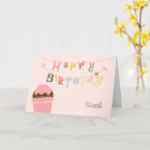 Cupcake Verjaardag Sliertkaart Kaart (Gele Bloem)