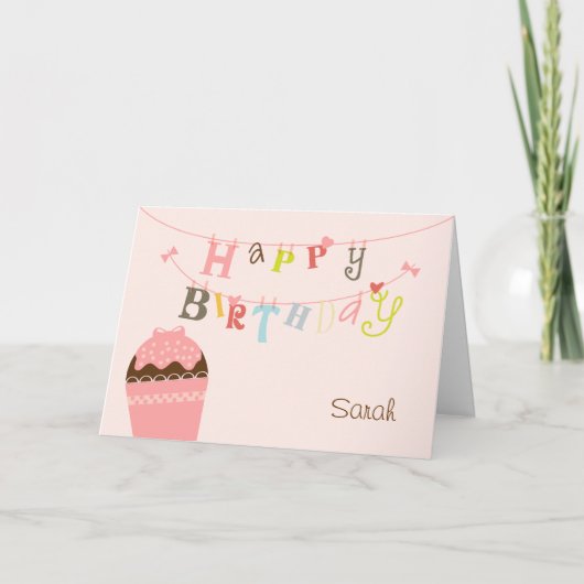 Cupcake Verjaardag Sliertkaart Kaart (Voorkant)