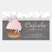 Cupcake Verjaardag Sticker Roze Grijs (Voorkant)