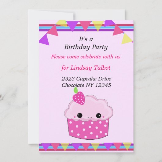 Cupcake Verjaardagsfeestje Kaart (Voorkant)