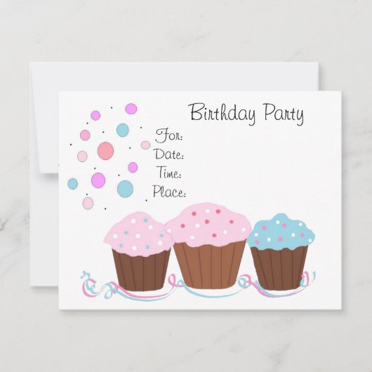 Cupcake Verjaardagsfeestje Kaart (Voorkant)