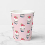 Cupcake verjaardagsfeestje kopjes – Schattige roze Papieren Bekers (Links)