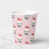 Cupcake verjaardagsfeestje kopjes – Schattige roze Papieren Bekers (Voorkant)