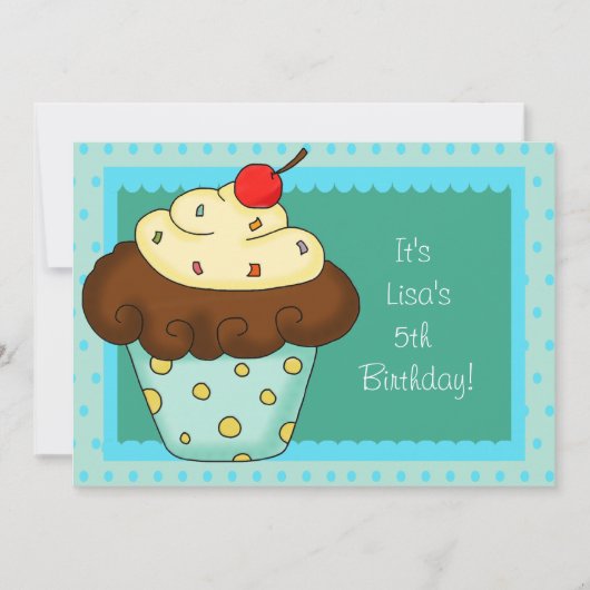Cupcake verjaardagsfeestje uitnodigingen (Voorkant)