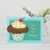 Cupcake verjaardagsfeestje uitnodigingen (Staand voorkant)