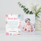 Cupcake verjaardagsfeestje zo lief Snoep Bedankkaart (Staand voorkant)