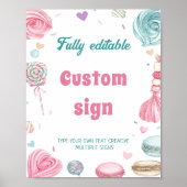 Cupcake verjaardagsfeestje zo lief Snoep tafelteke Poster (Voorkant)