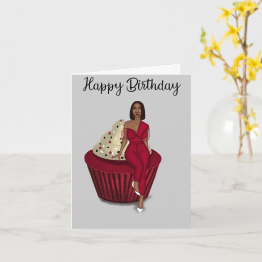 Cupcake-verjaardagskaart Kaart (Gele Bloem)