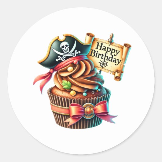 Cupcake Verjaardagsstickers Ronde Sticker (Voorkant)