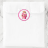 Cupcake Verjaardagsstickers Ronde Sticker (Tas)