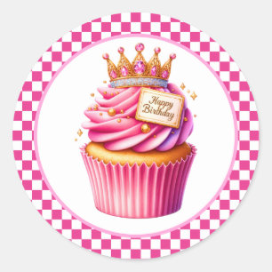 Cupcake Verjaardagsstickers Ronde Sticker