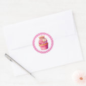 Cupcake Verjaardagsstickers Ronde Sticker (Envelop)