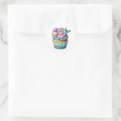 Cupcake Verjaardagsstickers Ronde Sticker (Tas)