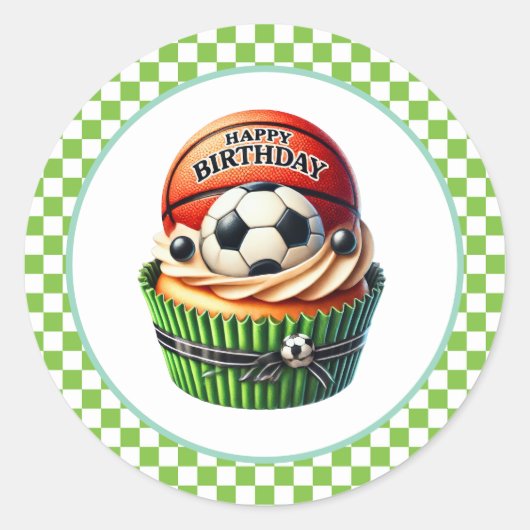 Cupcake Verjaardagsstickers Ronde Sticker (Voorkant)
