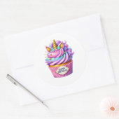 Cupcake Verjaardagsstickers Ronde Sticker (Envelop)