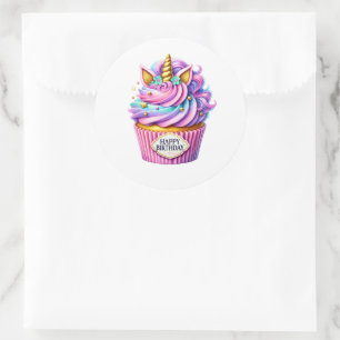 Cupcake Verjaardagsstickers Ronde Sticker