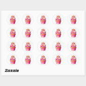 Cupcake Verjaardagsstickers Ronde Sticker (Vel)