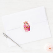 Cupcake Verjaardagsstickers Ronde Sticker (Envelop)