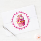 Cupcake Verjaardagsstickers Ronde Sticker (Envelop)