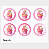 Cupcake Verjaardagsstickers Ronde Sticker (Vel)