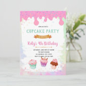 Cupcake verjaardagsuitnodiging kaart (Staand voorkant)