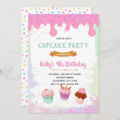 Cupcake verjaardagsuitnodiging kaart (Voorkant / Achterkant)