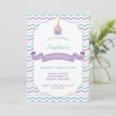 Cupcake verjaardagsuitnodiging - V2 Kaart (Staand voorkant)