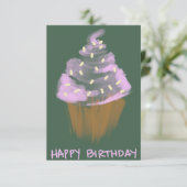 Cupcake verjaardagswens kaart (Staand voorkant)