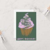 Cupcake verjaardagswens kaart (Voorkant / Achterkant in situ)