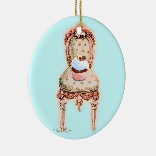 Cupcake (Victoriaans voorzitter) Keramisch Ornament (Rechts)