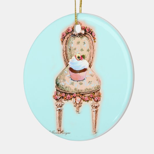 Cupcake (Victoriaans voorzitter) Keramisch Ornament (Links)