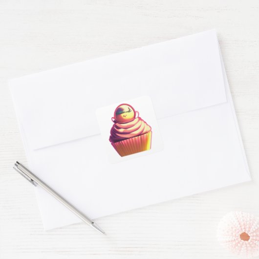 Cupcake Vierkante Sticker (Envelop)
