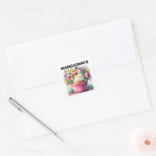 Cupcake Vierkante Sticker (Envelop)