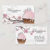 Cupcake Visitekaartje bakkerij bloemenblauw wit (Voorkant / Achterkant)