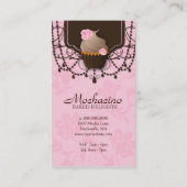 Cupcake Visitekaartje Bloem roze bruin pareltje (Achterkant)