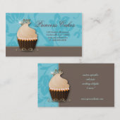 Cupcake Visitekaartje Crown Blue Cream (Voorkant / Achterkant)
