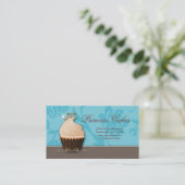 Cupcake Visitekaartje Crown Blue Cream (Staand voorkant)