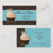 Cupcake Visitekaartje Crown Blue Damask (Voorkant / Achterkant)
