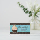 Cupcake Visitekaartje Crown Blue Damask (Staand voorkant)