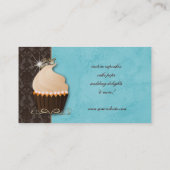 Cupcake Visitekaartje Crown Blue Damask (Achterkant)